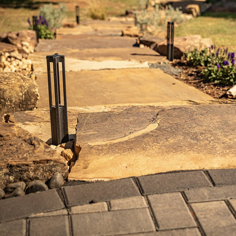 Stone steps with lighting features